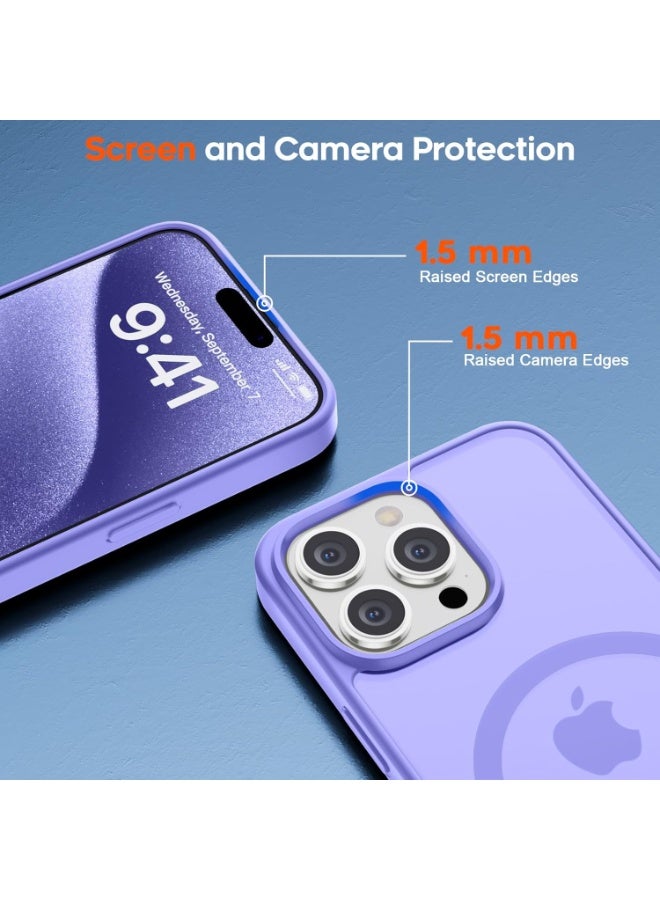 أكاليكس جراب مغناطيسي لهاتف آيفون 14 برو [مقاوم للصدمات ونحيف] غطاء خلفي صلب شفاف غير لامع مع حماية عالية الجودة | بنفسجي فاتح - Image 4